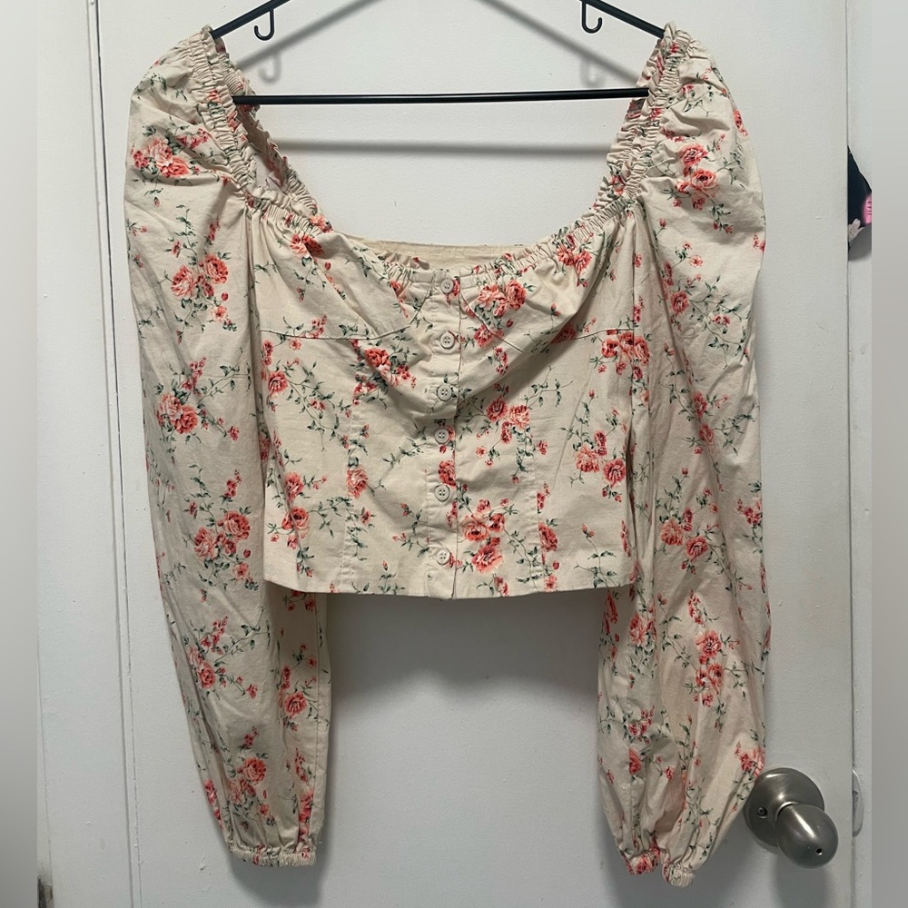 Weworewhat puff sleeve floral printed top